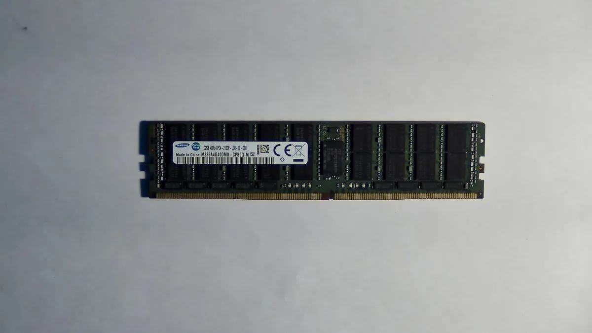 Samsung 32GB DDR4 2133MHz LRDIMM ECC Registered Server Memory — photo of our stock