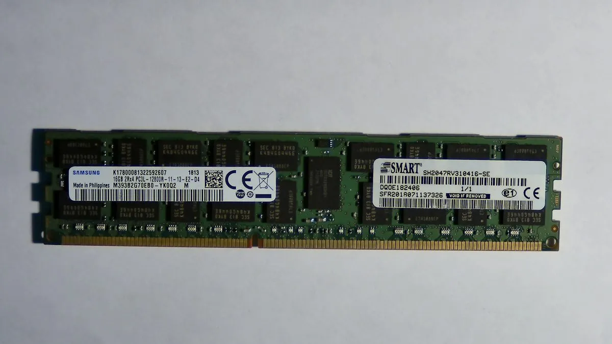 Samsung 16GB DDR3L 1600MHz RDIMM ECC Registered Server Memory — photo of our stock